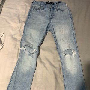 Hollister ripped High rise vintage straight jeans